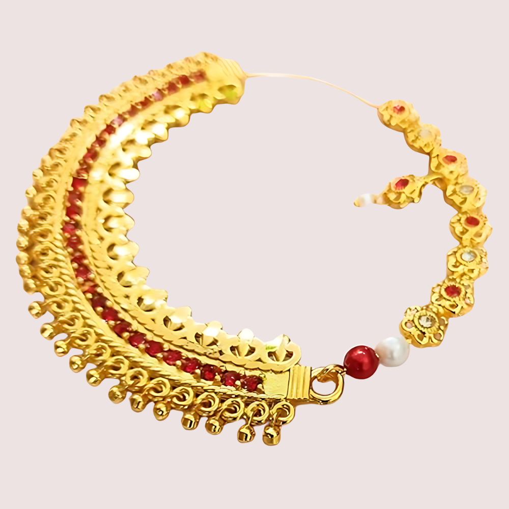 Elegant Gold-Plated Garhwali Nath – Big Size Tradition